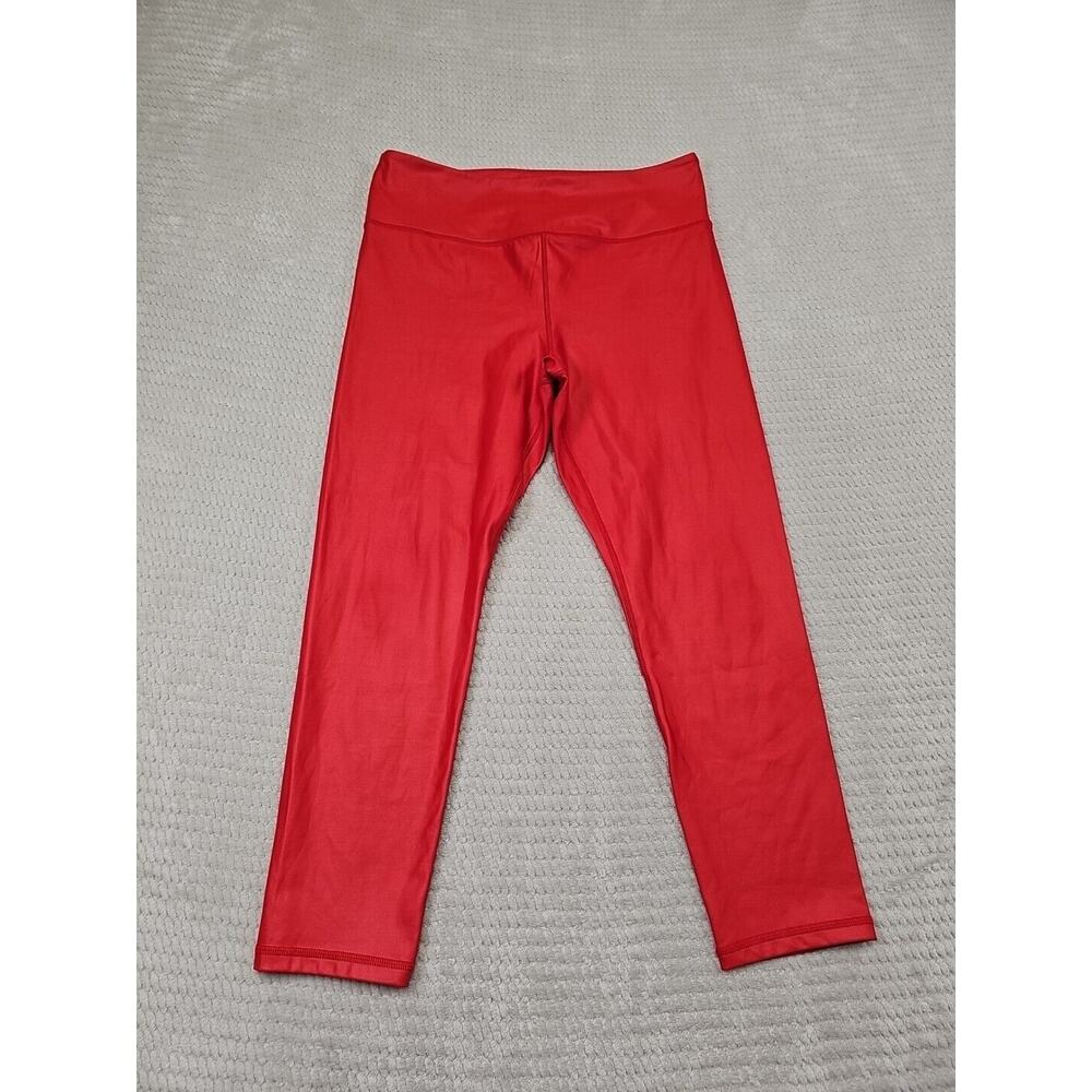 Zyia Active Leggings Womens 16/18 Red Cropped Faux Leatherish Look Fairycore